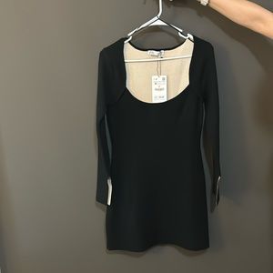 Black with cream inside soft midi dress